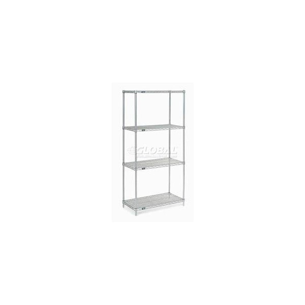 Nexel 4 Shelf, Stainless Steel Wire Shelving Unit, Starter, 36inW x 24inD x 86inH 189525 - main